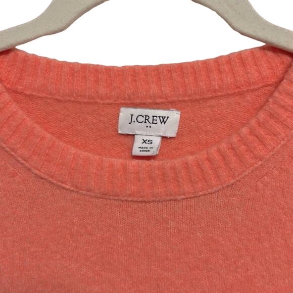 J. Crew Bright Orange Coral Crewneck Long sleeve Sweater size XS - Picture 2 of 6